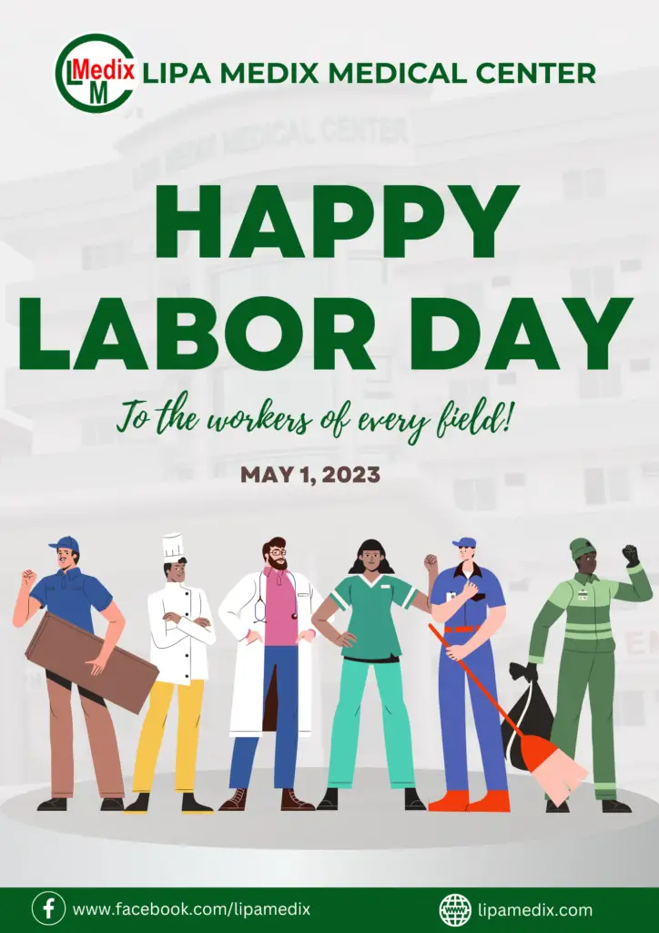 Labor Day poster with diverse workers illustration.