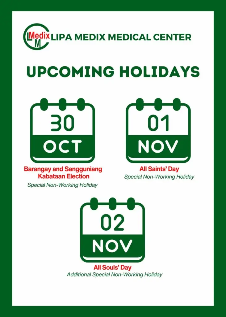 Lipa Medix Medical Center Upcoming Holidays Poster