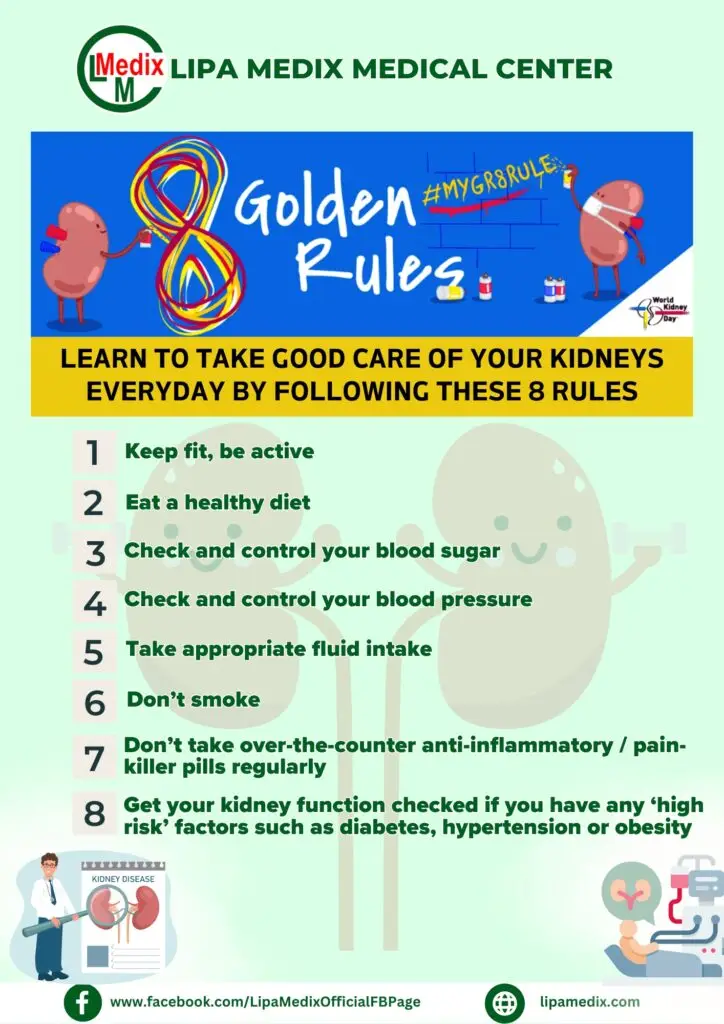 World Kidney Day 8 Golden Rules List Image