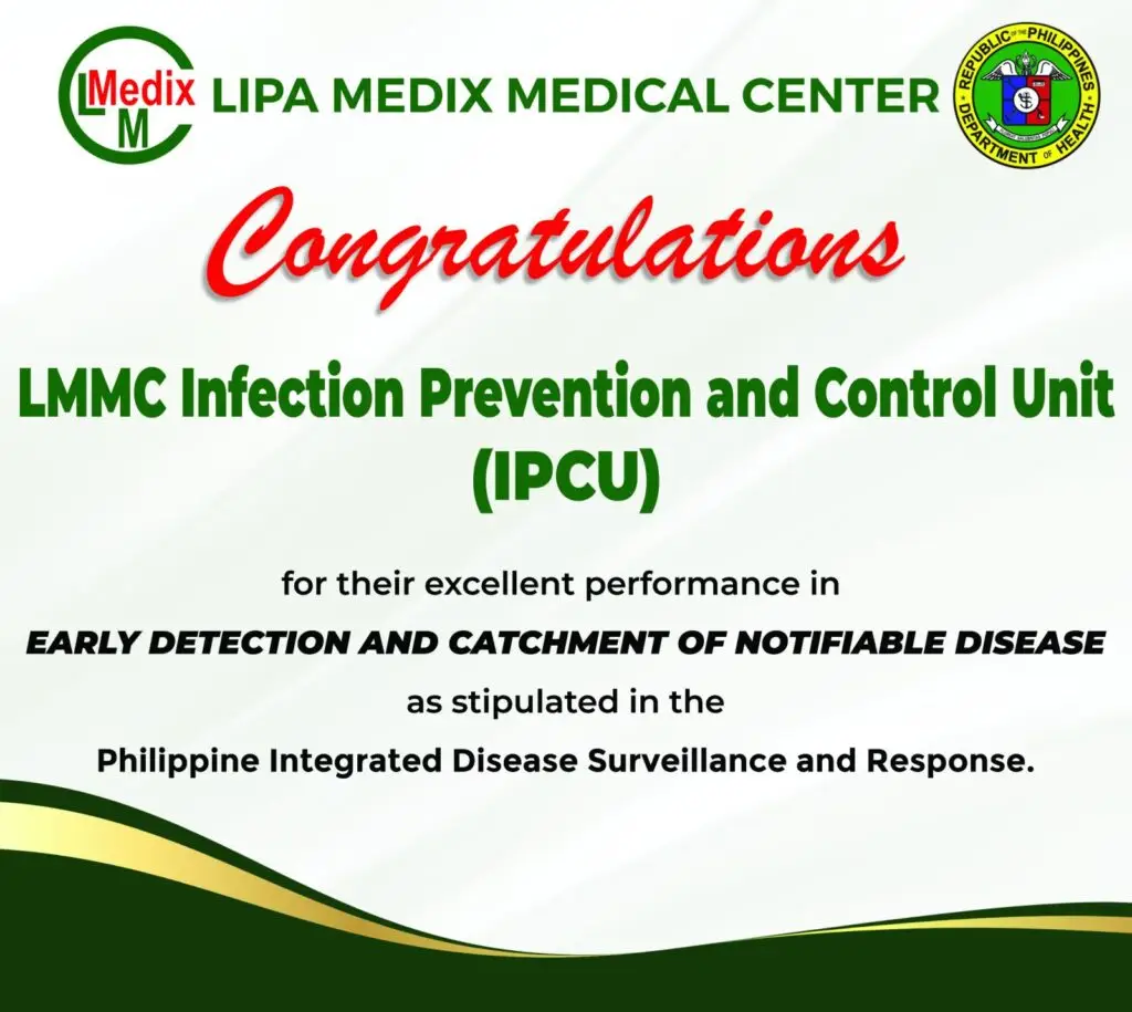Banner congratulating medical unit for disease surveillance achievement.